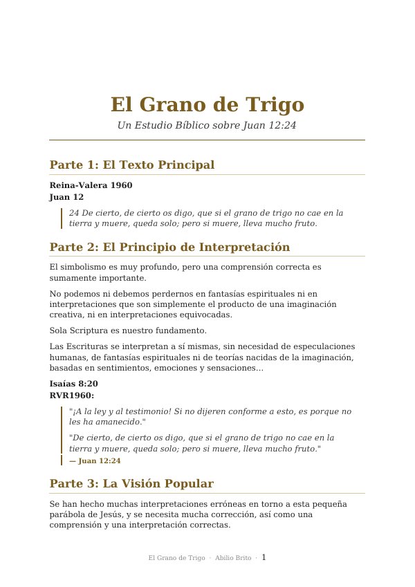 Portada del estudio El Grano de Trigo
