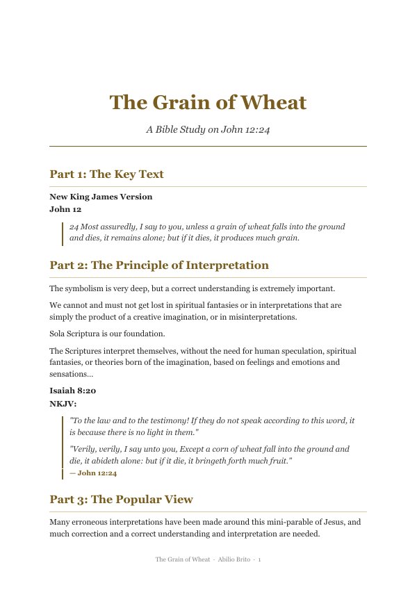 Cover of the study The Grain of Wheat